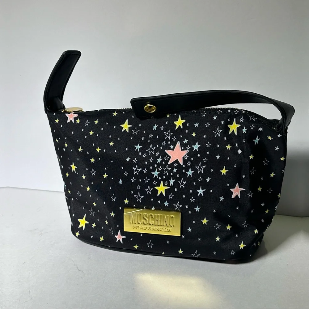 MOSCHINO Bag Pouch Makeup Train Case Clutch Travel Cosmetics Purse NEW - Picture 4 of 11